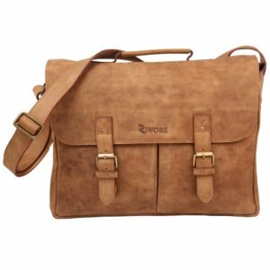 Best Men's Briefcase 16x12 Adjustable Shoulder Strap - Pure Cow Leather - Ziwore