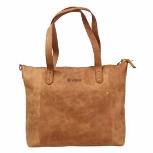 Light Brown Leather Tote Bag (Medium) for Ladies with Classic Finish - Ziwore